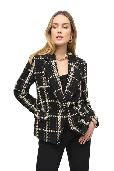 Plaid Bouclé Blazer With Pockets Joseph Ribkoff