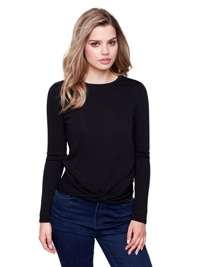 Soft Jersey Basic Top With Front Knot Charlie B