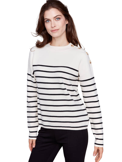 Striped Sweater with Button Detail Charlie B