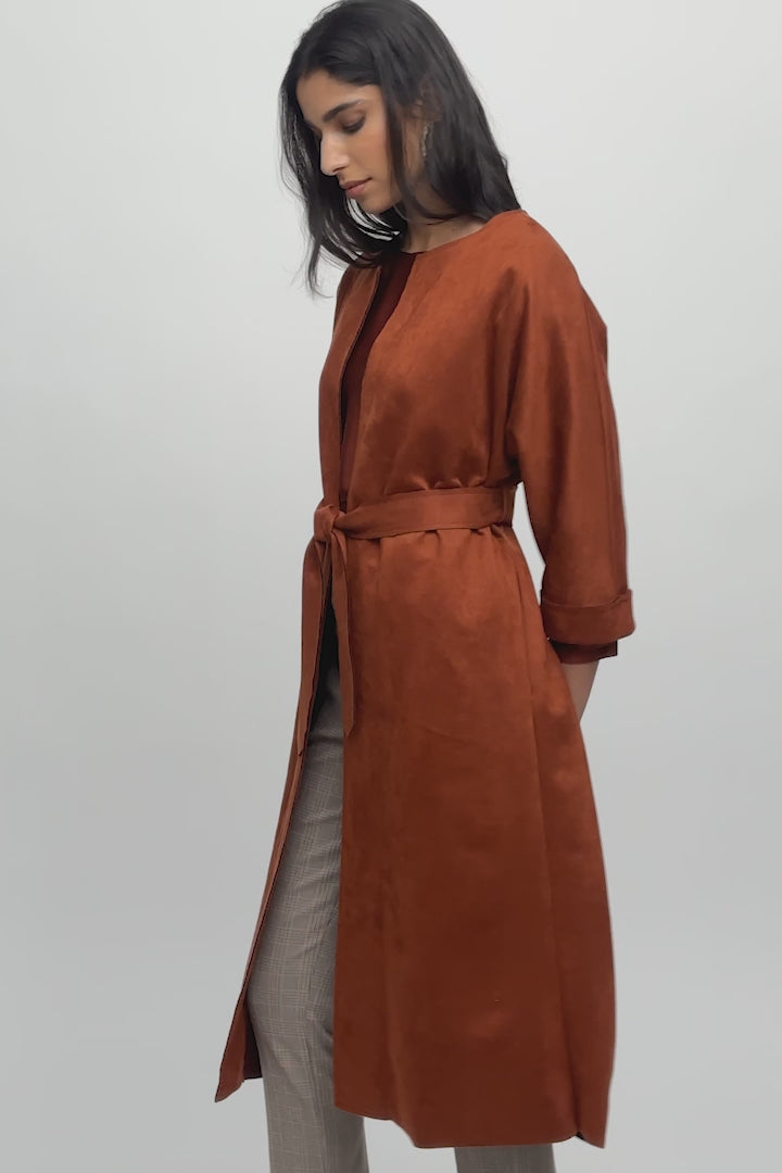 Scuba Suede Straight Fit Coat