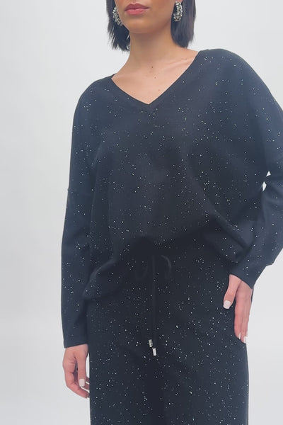 Sequined Sweater Knit Culotte Pants