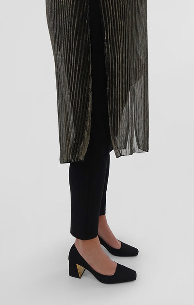 Funnel Neck Slit Over Under, Pleated Mesh Sympli